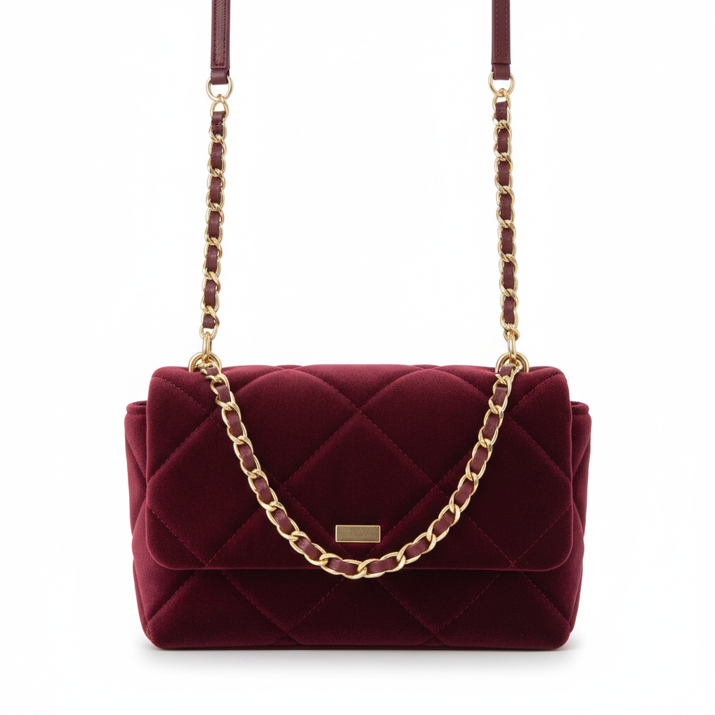 Maple Burgundy Quilted Handbag