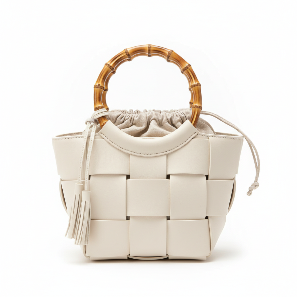 Maple Cream Woven Basket Bag